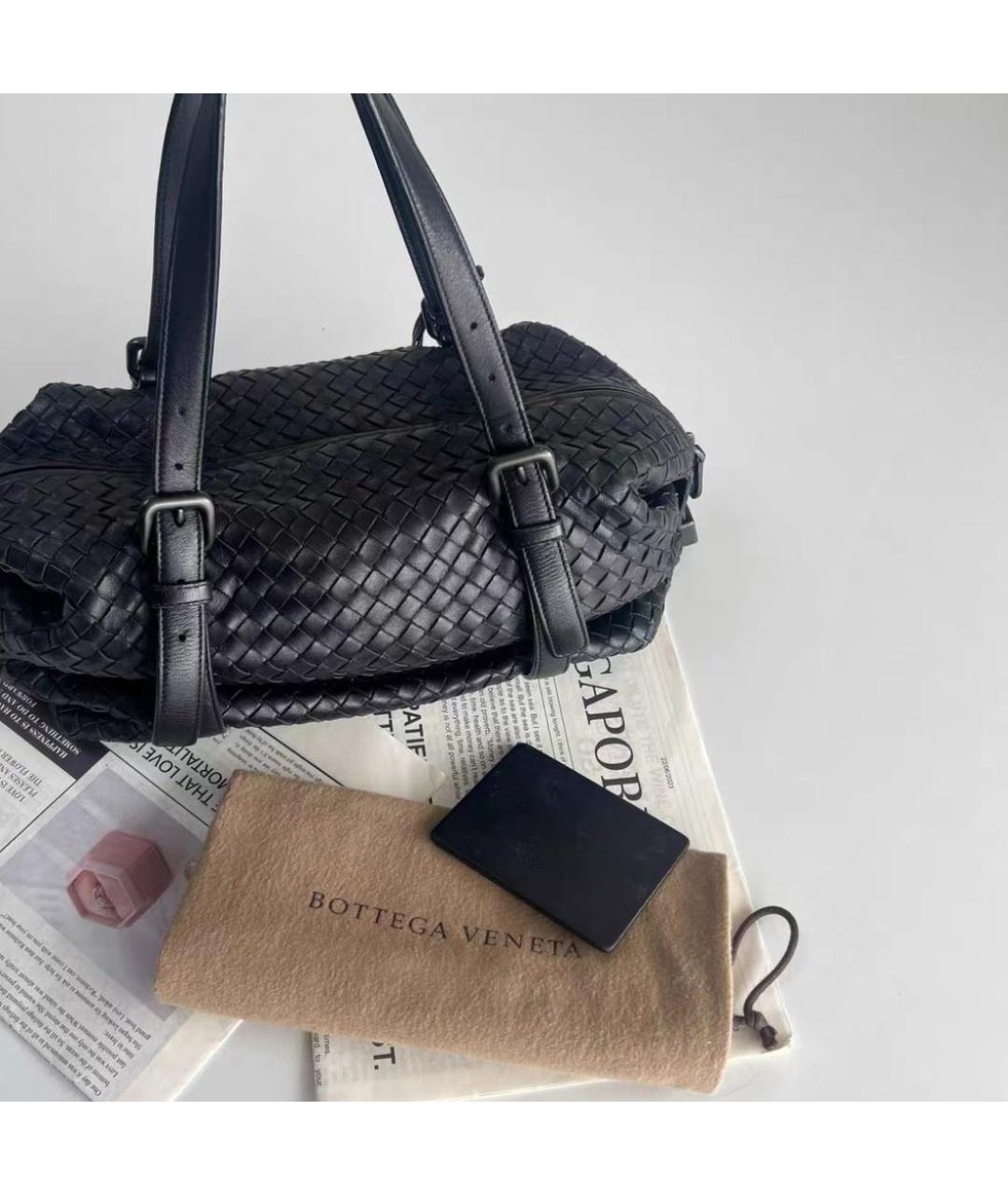 BOTTEGA VENETA Черная кожаная сумка через плечо, фото 3