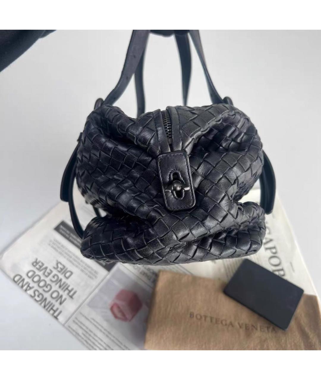 BOTTEGA VENETA Черная кожаная сумка через плечо, фото 4