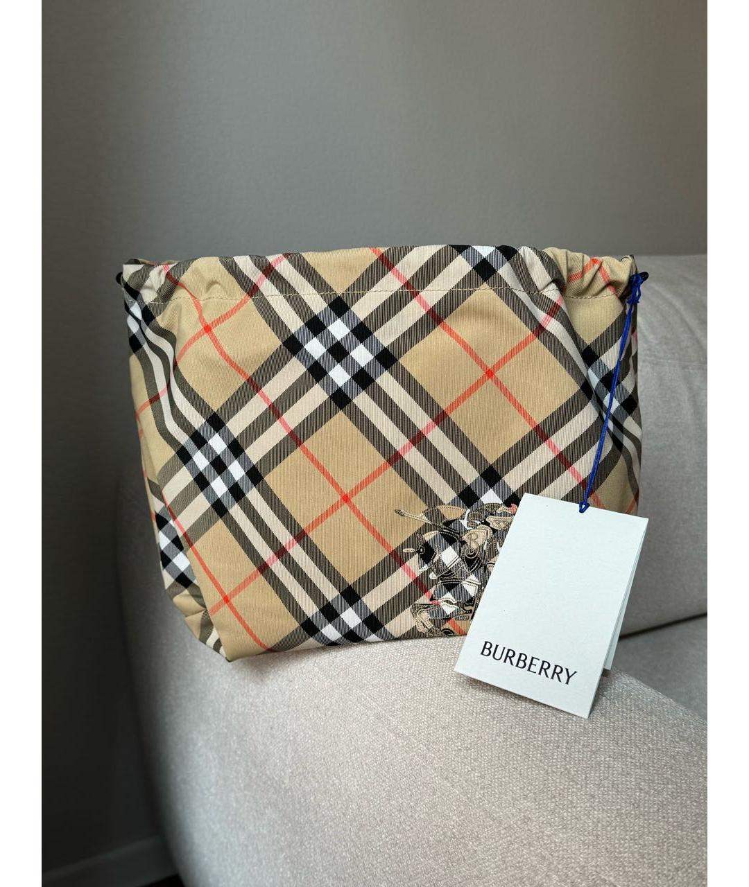 BURBERRY Бежевая тканевая косметичка, фото 6
