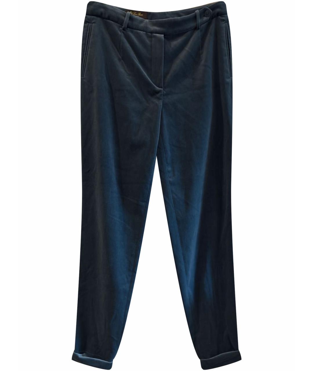 LORO PIANA Бирюзовые хлопко-эластановые прямые брюки, фото 1