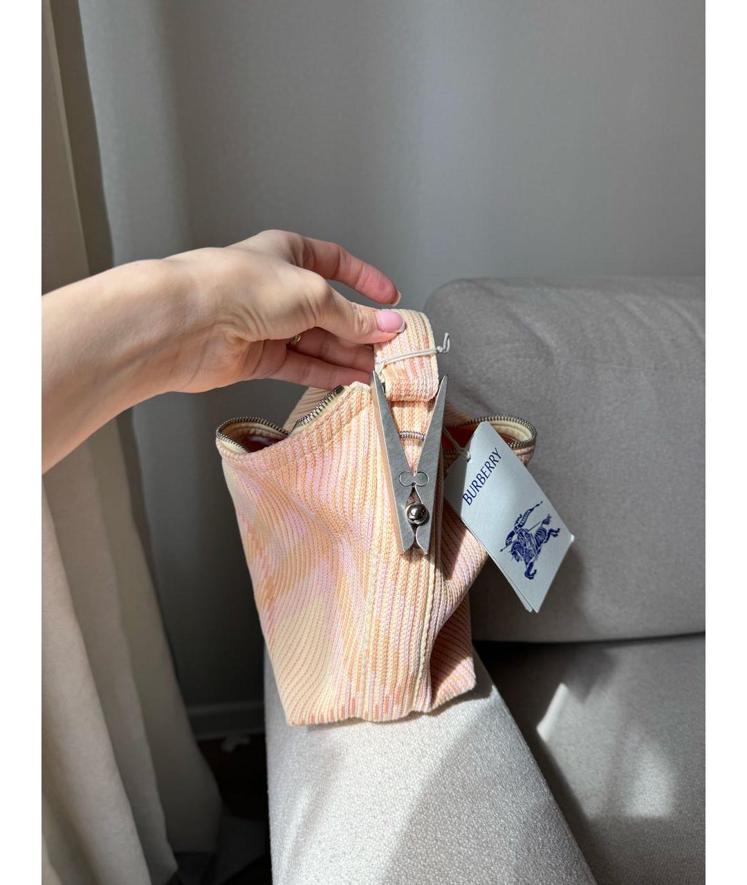 BURBERRY Розовая тканевая сумка с короткими ручками, фото 3