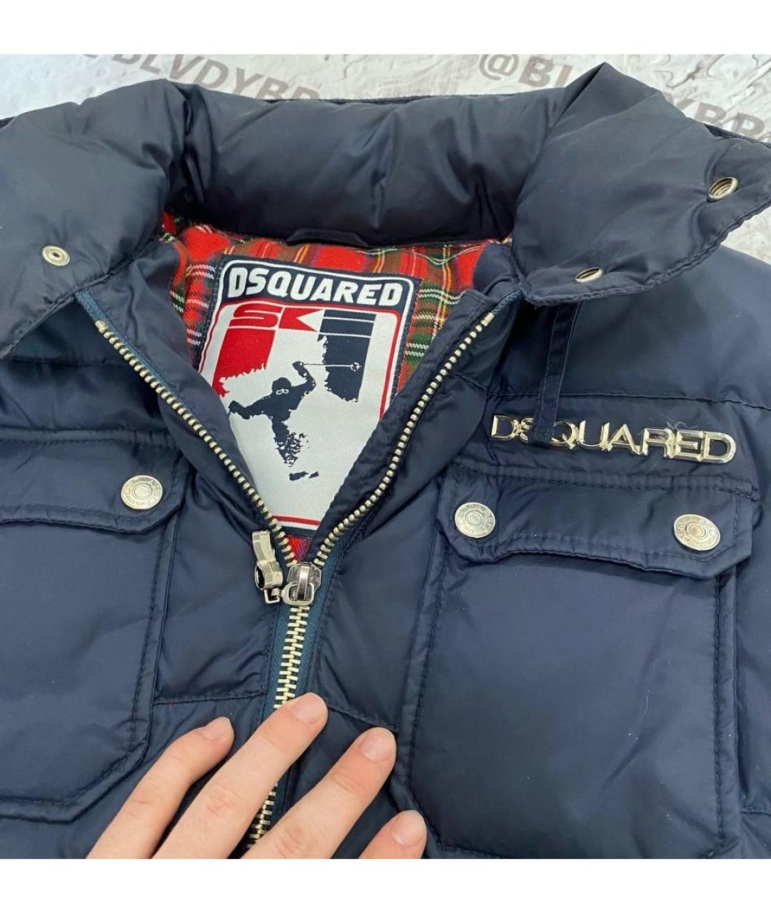 DSQUARED2 Темно-синяя полиамидовая куртка, фото 4