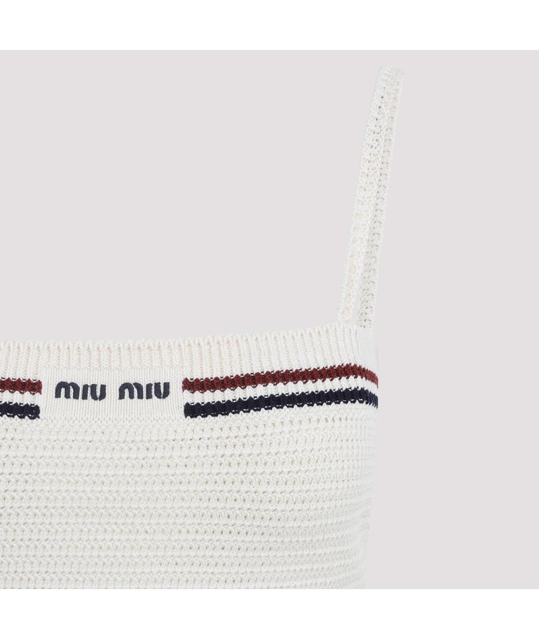 MIU MIU Бежевая хлопковая майка, фото 5