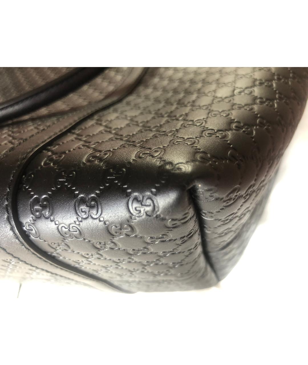 GUCCI Черная кожаная сумка тоут, фото 8