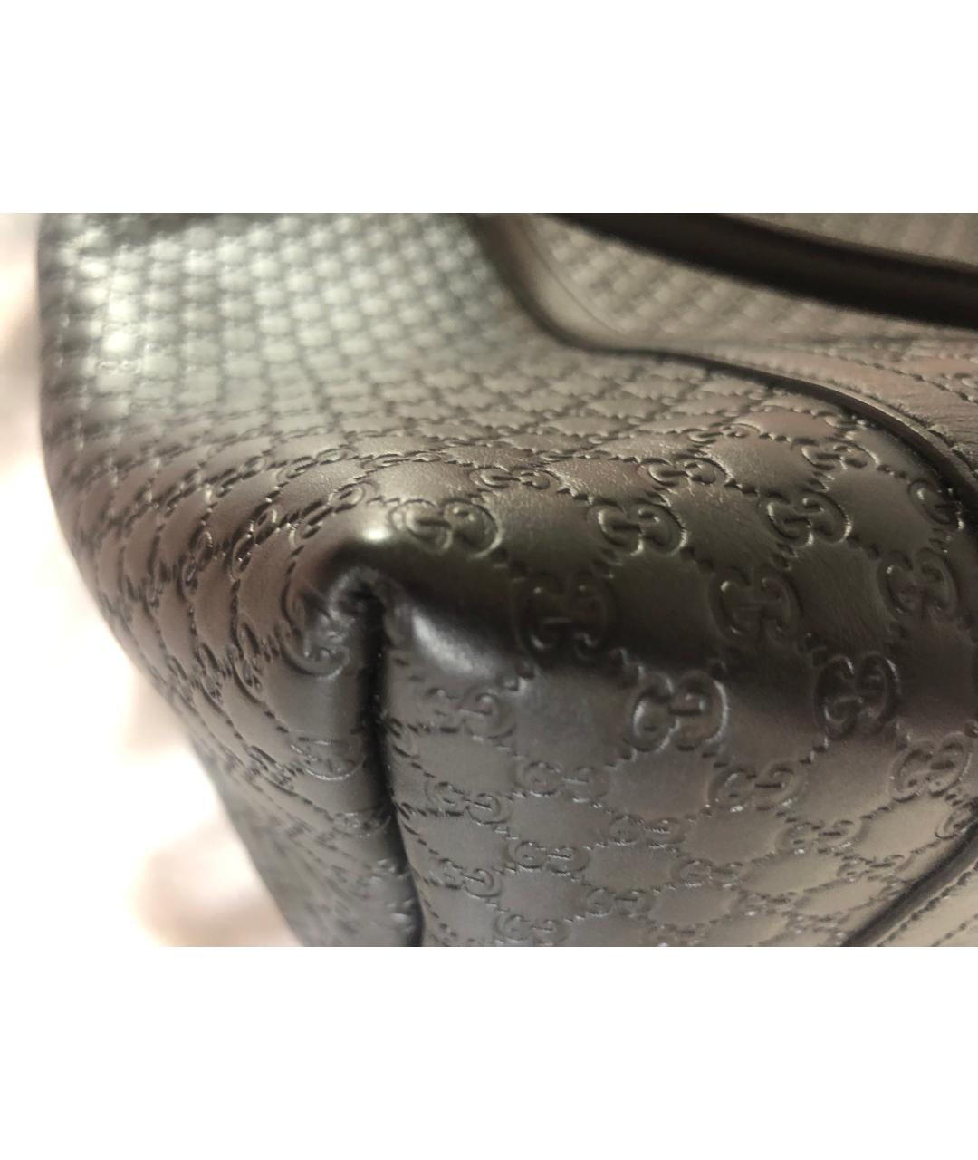 GUCCI Черная кожаная сумка тоут, фото 9