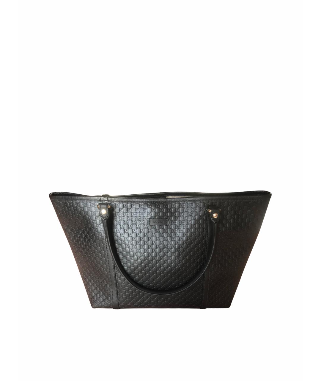 GUCCI Черная кожаная сумка тоут, фото 1