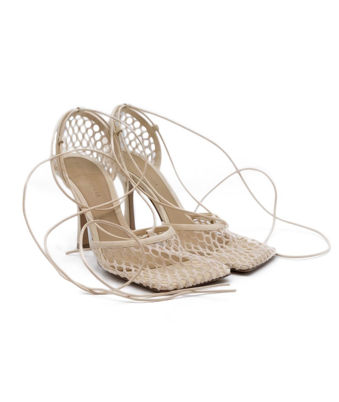 BOTTEGA VENETA Бежевые кожаные босоножки, фото 2