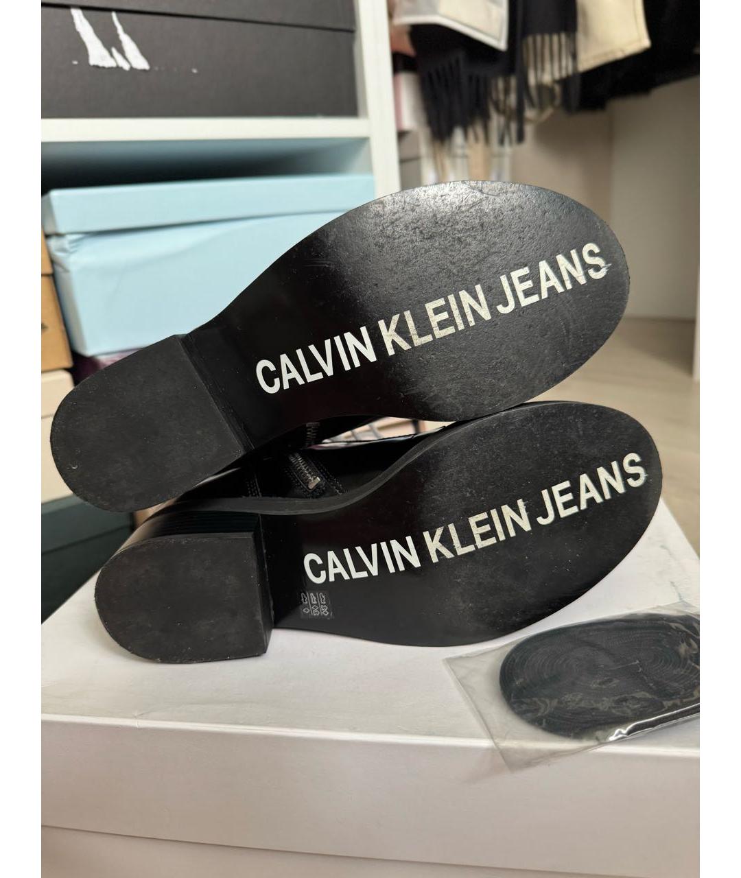 CALVIN KLEIN Черные кожаные ботинки, фото 4