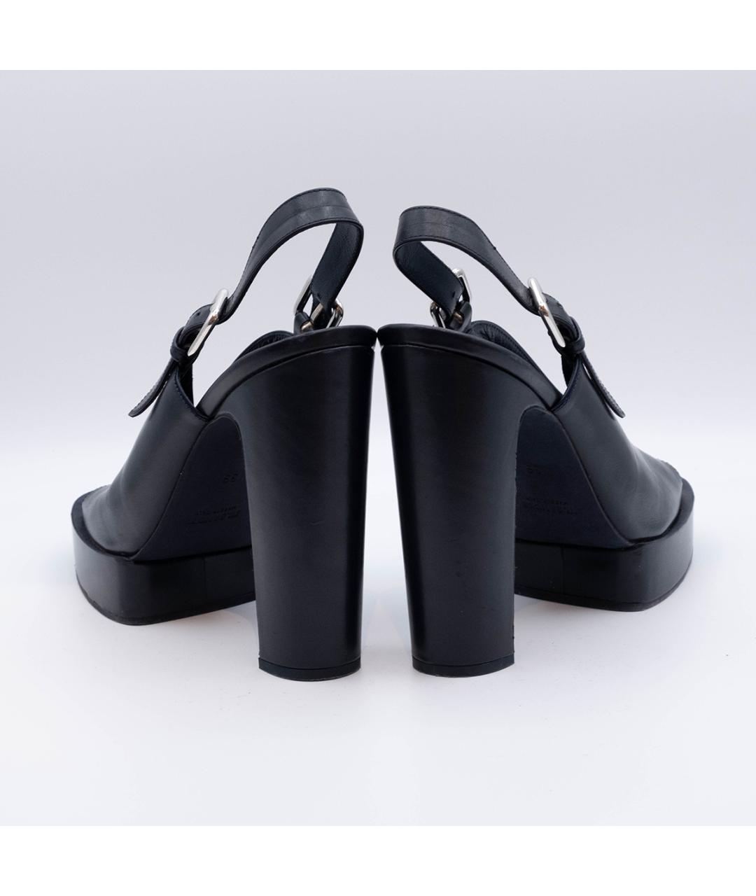 JIL SANDER Темно-синие кожаные босоножки, фото 5