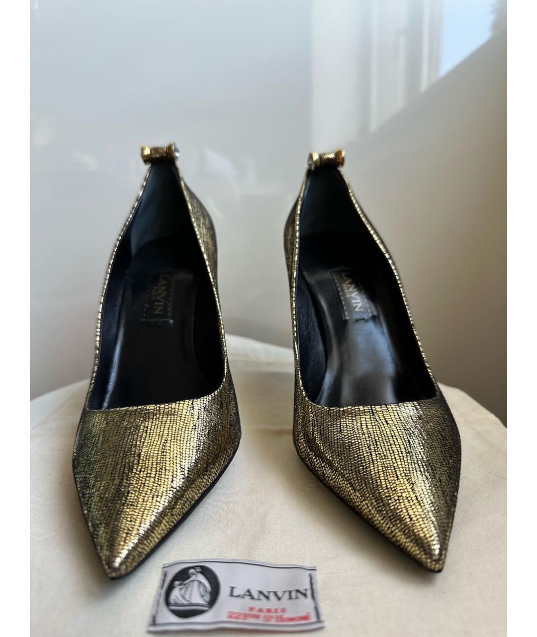 LANVIN Золотые кожаные туфли, фото 2