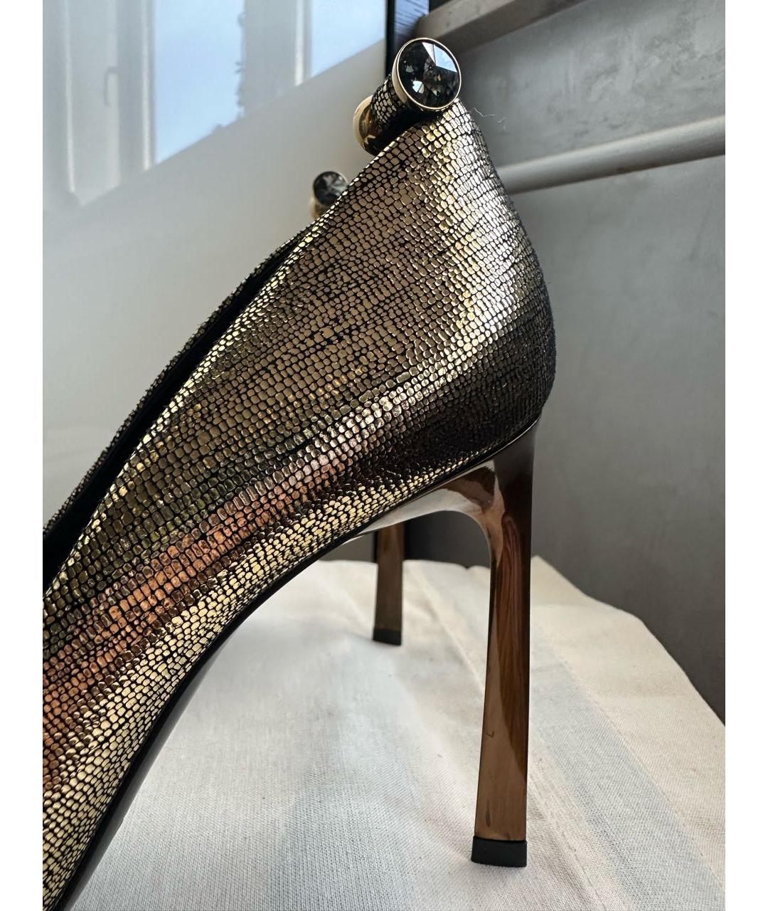 LANVIN Золотые кожаные туфли, фото 5