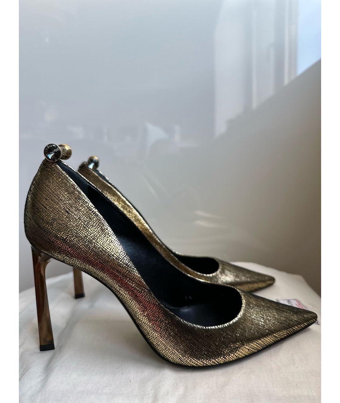 LANVIN Золотые кожаные туфли, фото 9
