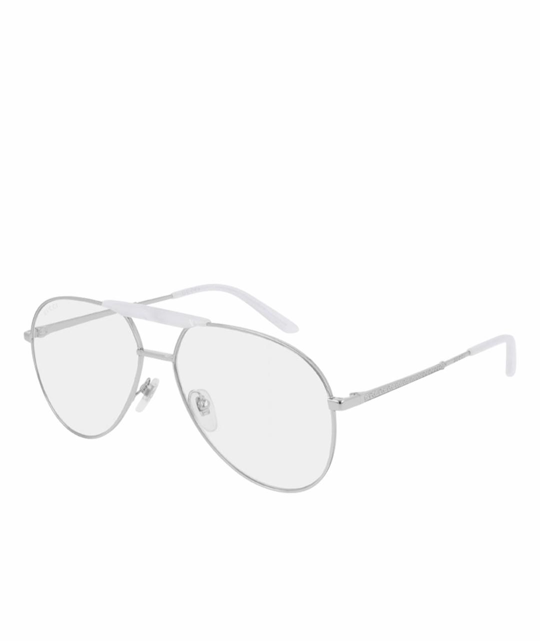 GUCCI Серебряные металлические солнцезащитные очки, фото 1