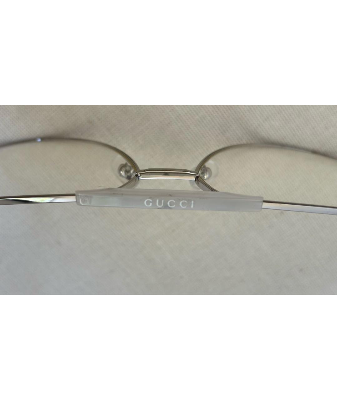 GUCCI Серебряные металлические солнцезащитные очки, фото 3