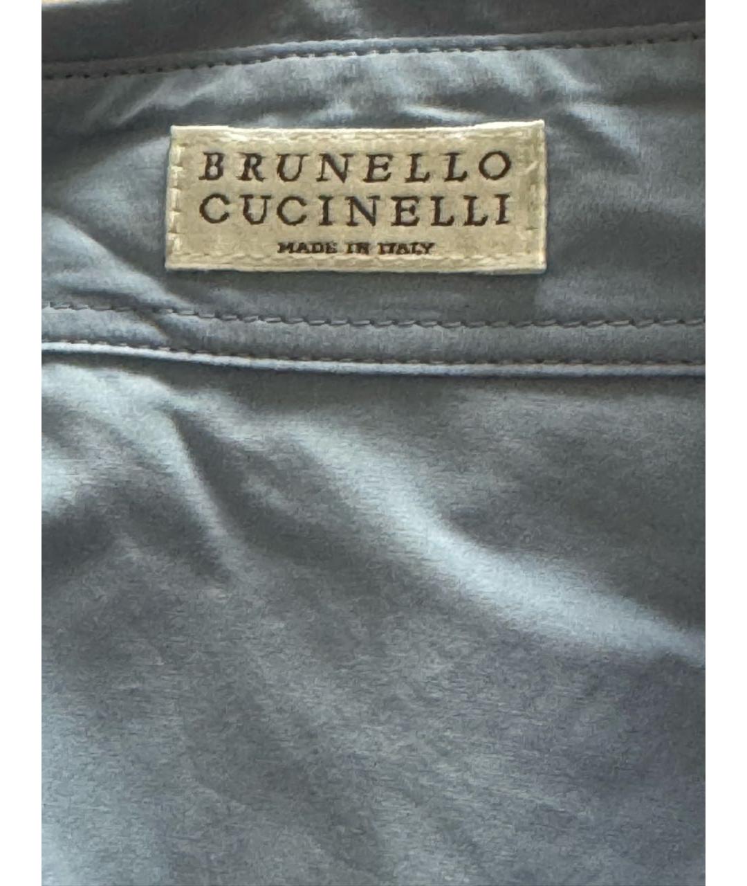 BRUNELLO CUCINELLI Голубая хлопковая блузы, фото 4