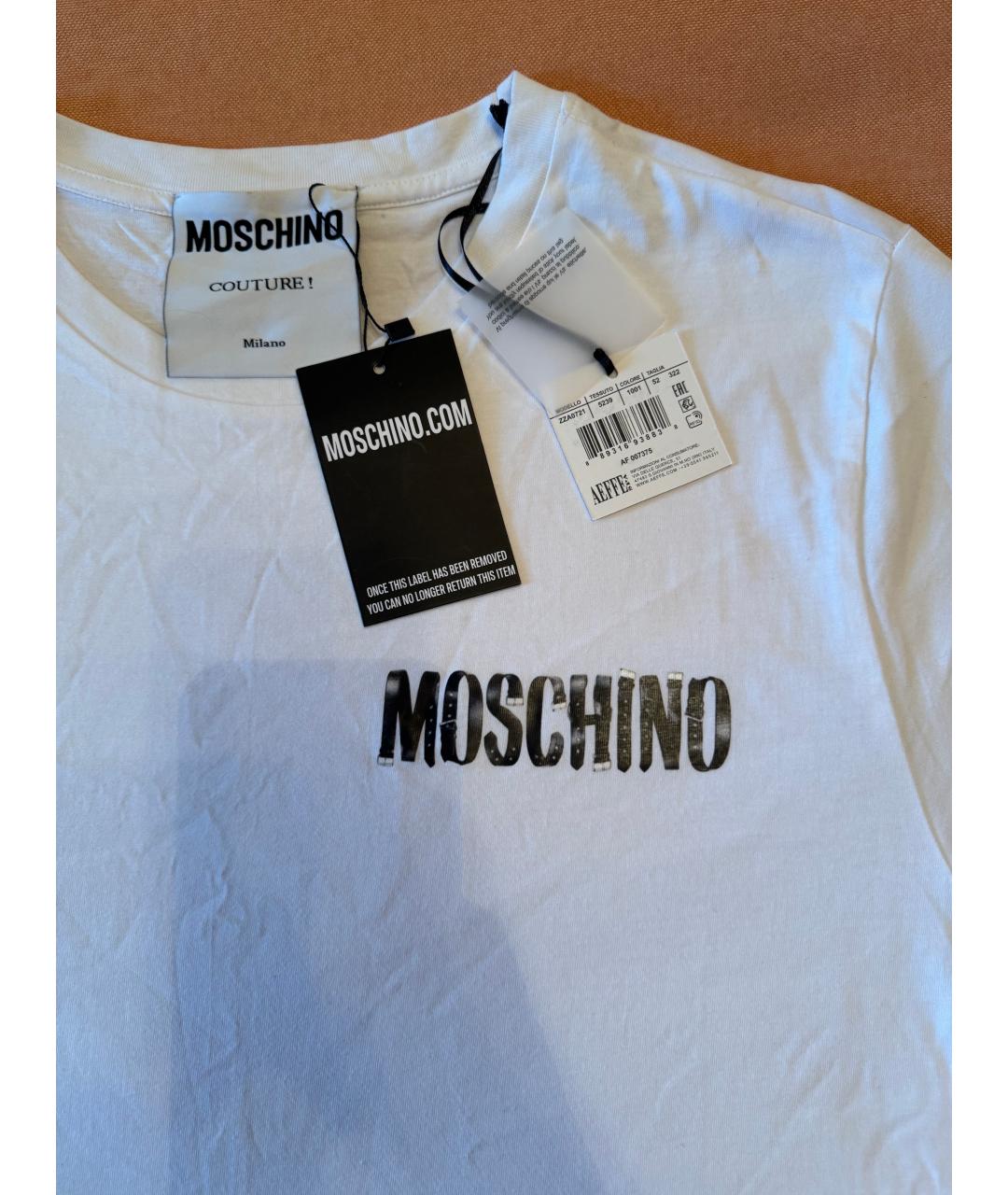 MOSCHINO Белая хлопковая футболка, фото 2