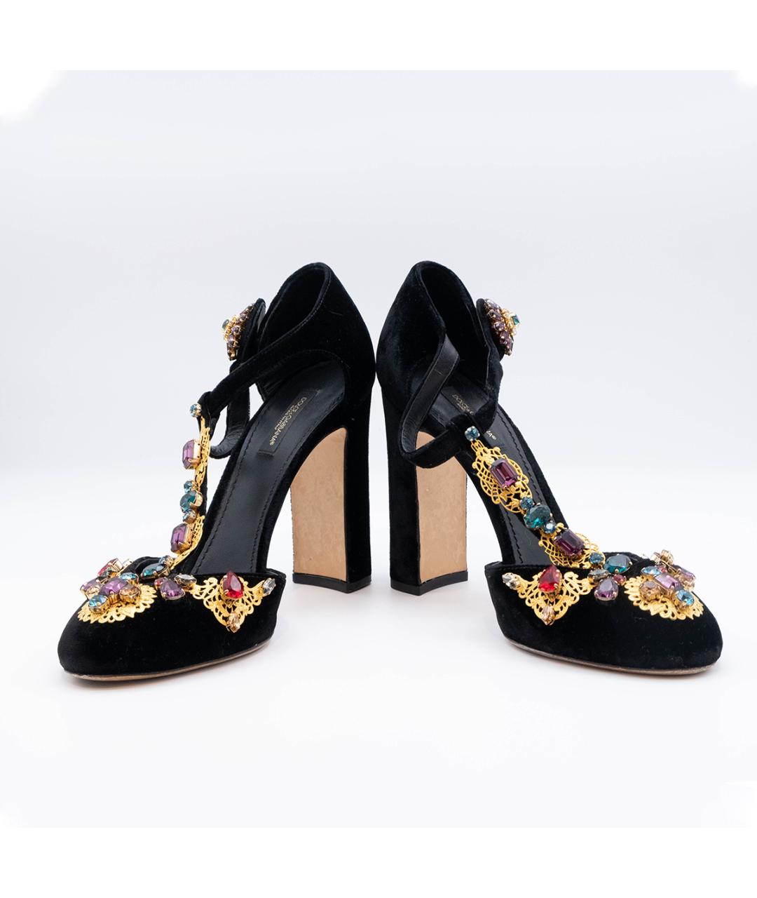 DOLCE&GABBANA Черные текстильные босоножки, фото 4