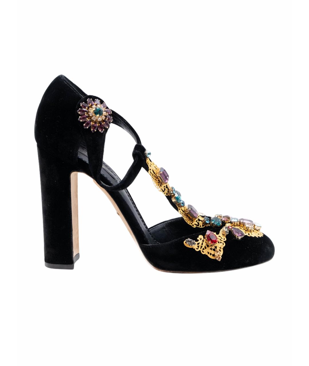 DOLCE&GABBANA Черные текстильные босоножки, фото 6