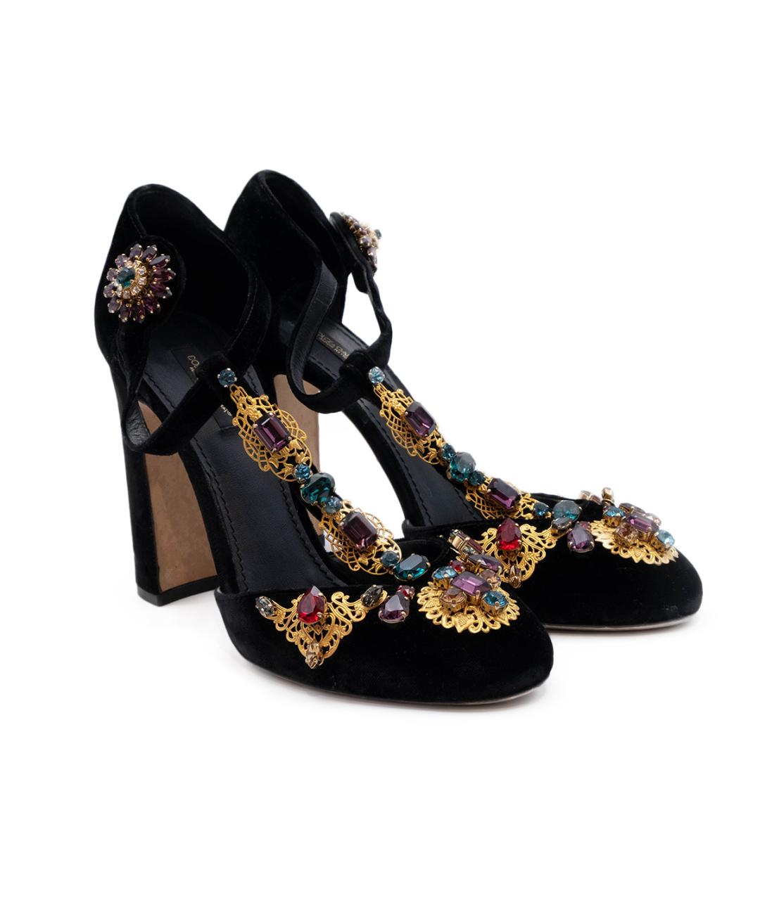 DOLCE&GABBANA Черные текстильные босоножки, фото 2