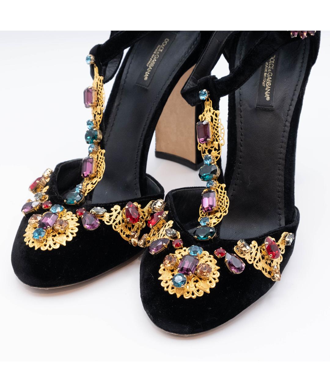 DOLCE&GABBANA Черные текстильные босоножки, фото 3