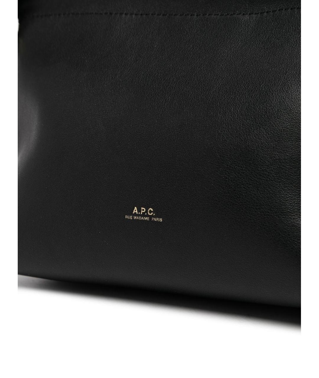 A.P.C. Черная кожаная сумка тоут, фото 4