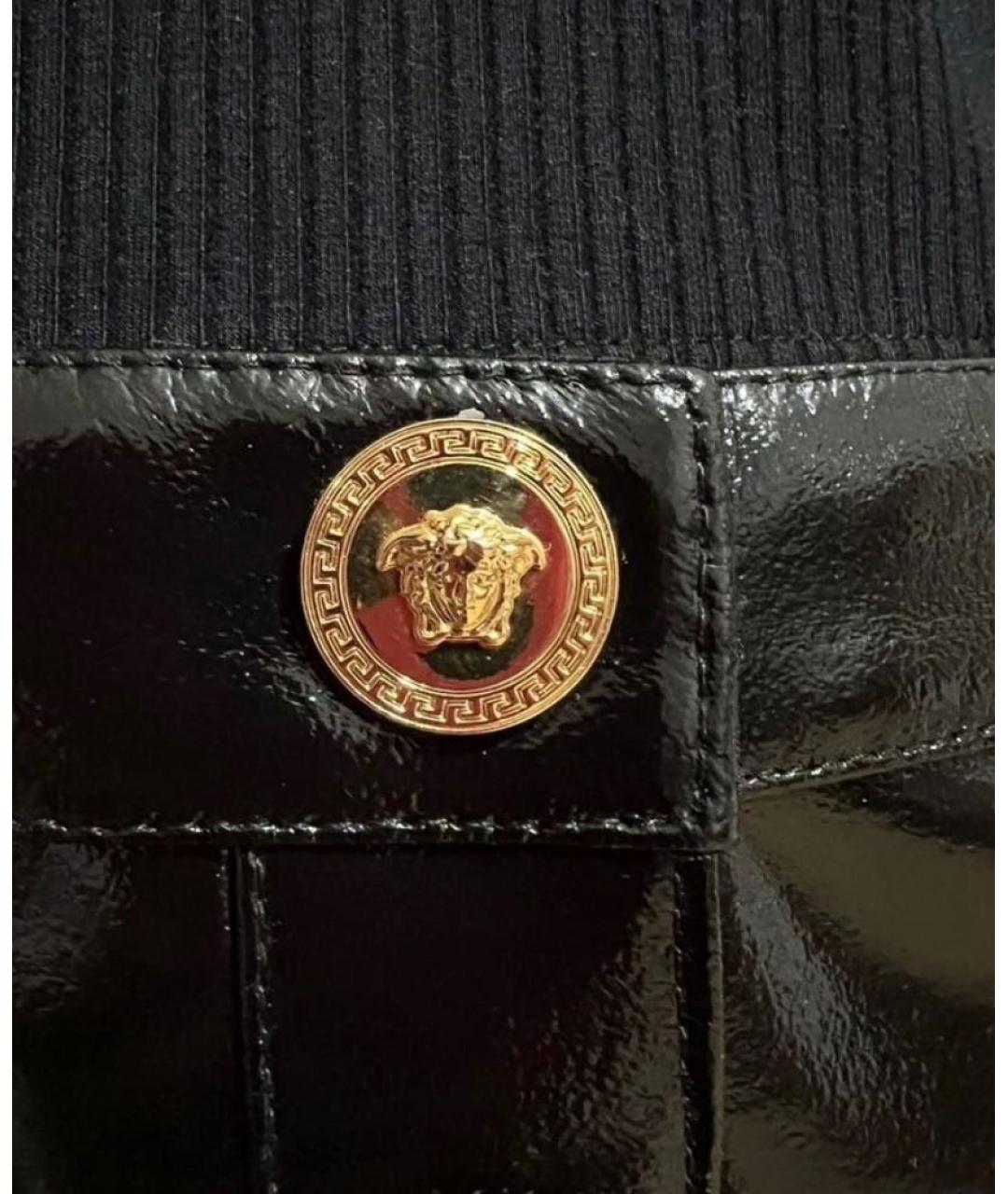 VERSACE Черная полиуретановая юбка миди, фото 4