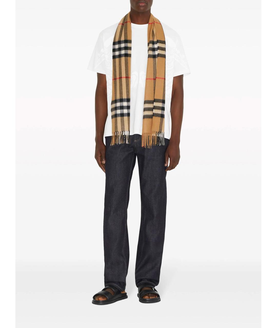 BURBERRY Бежевый кашемировый шарф, фото 4