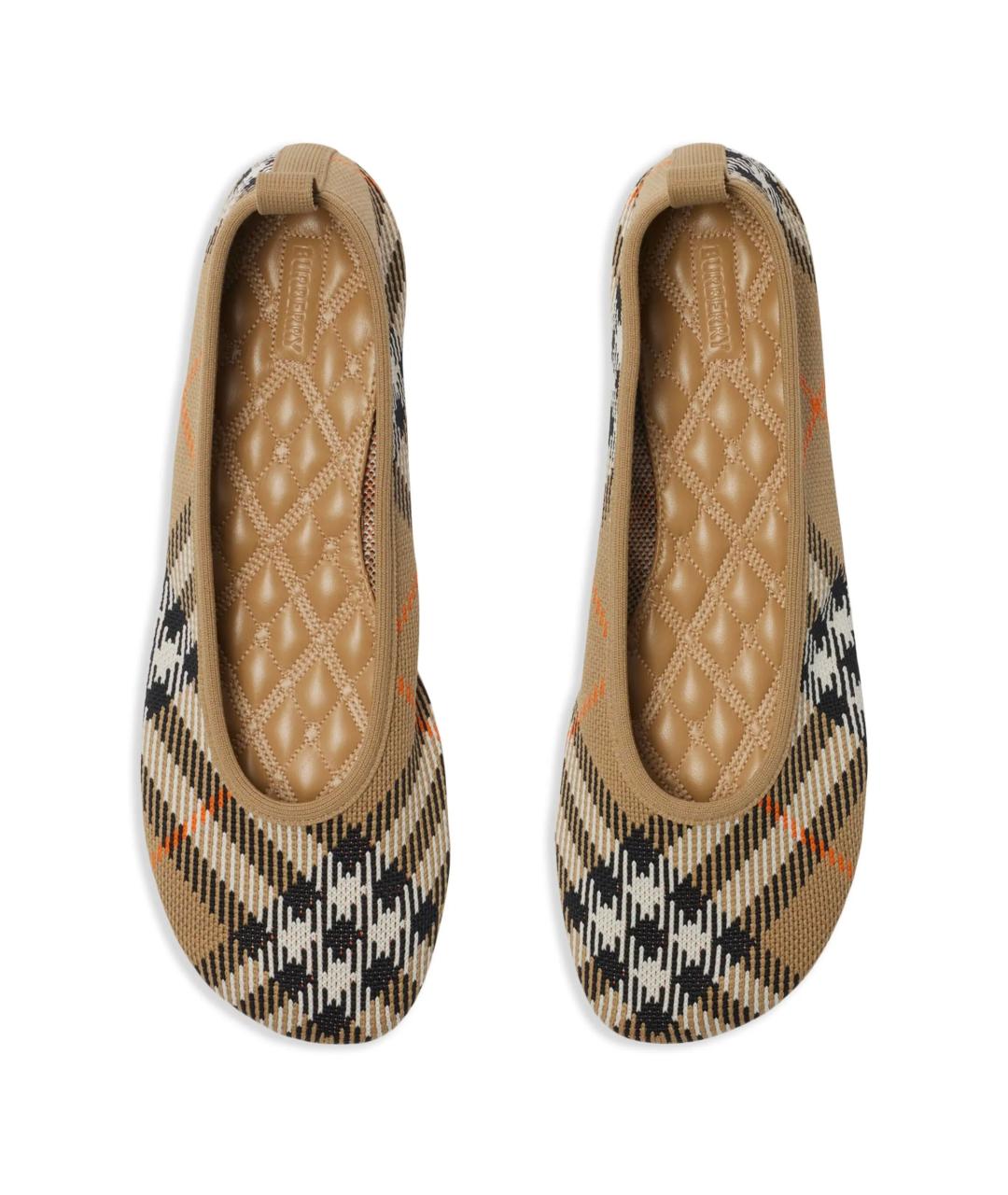 BURBERRY Бежевые текстильные балетки, фото 4