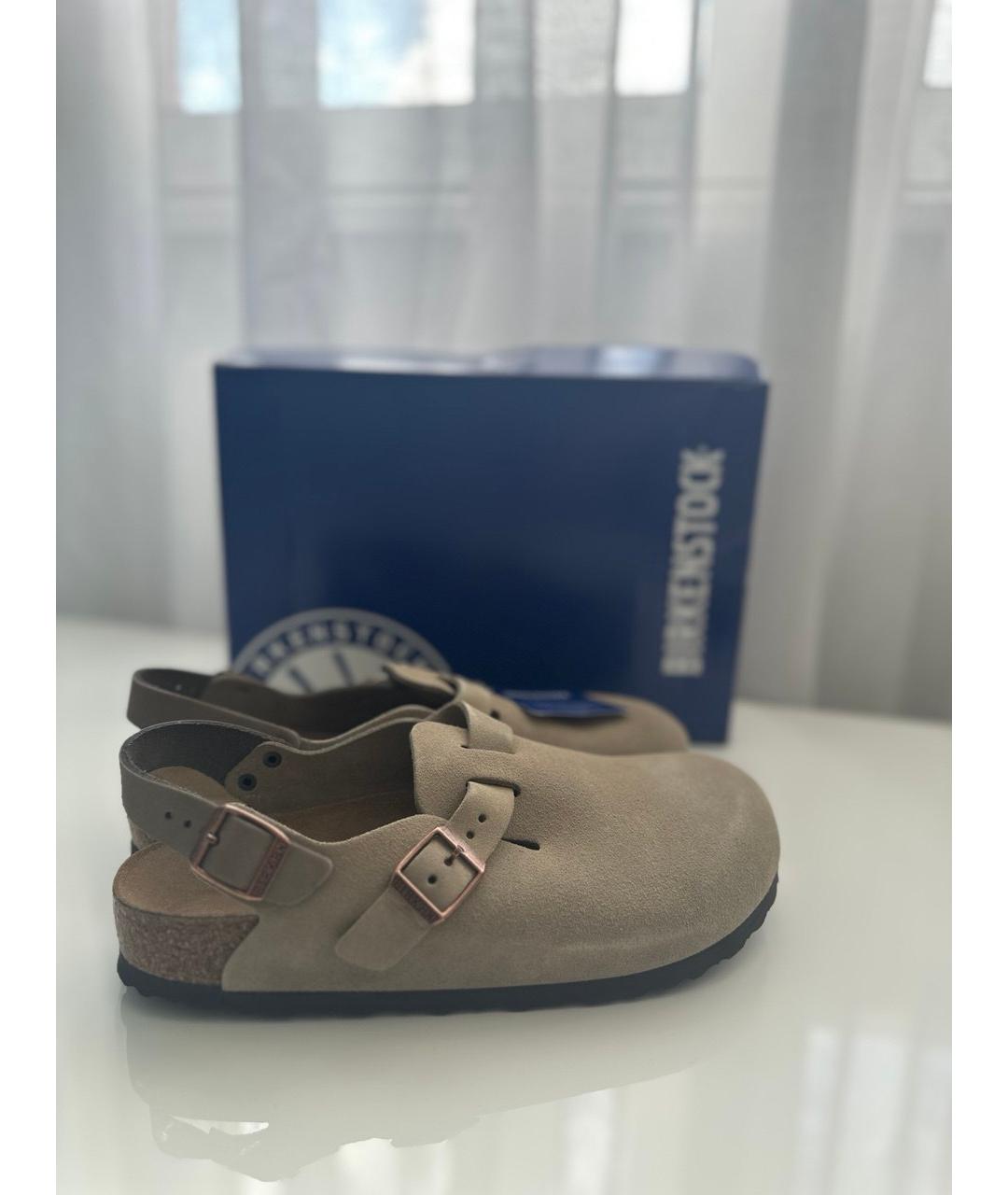 BIRKENSTOCK Бежевые замшевые сабо, фото 6