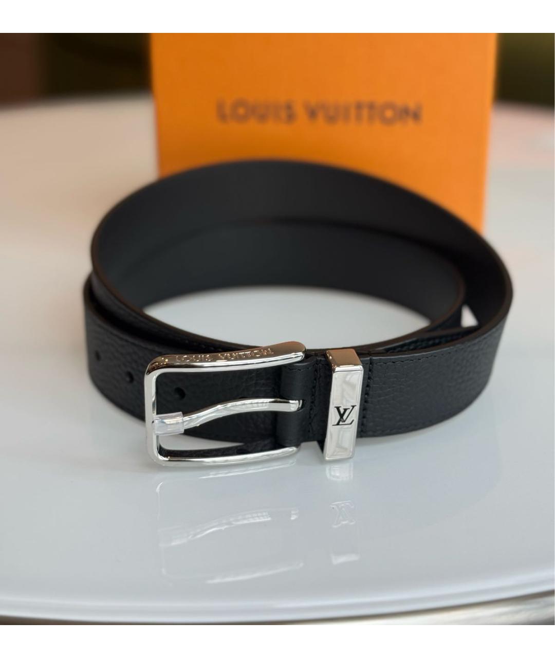 LOUIS VUITTON Черный кожаный ремень, фото 5