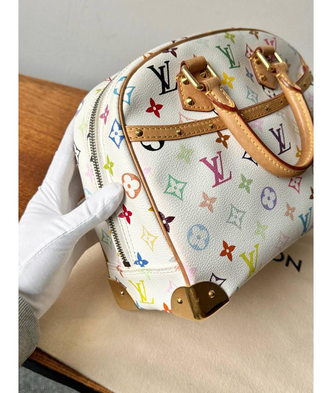 LOUIS VUITTON Белая кожаная сумка с короткими ручками, фото 2