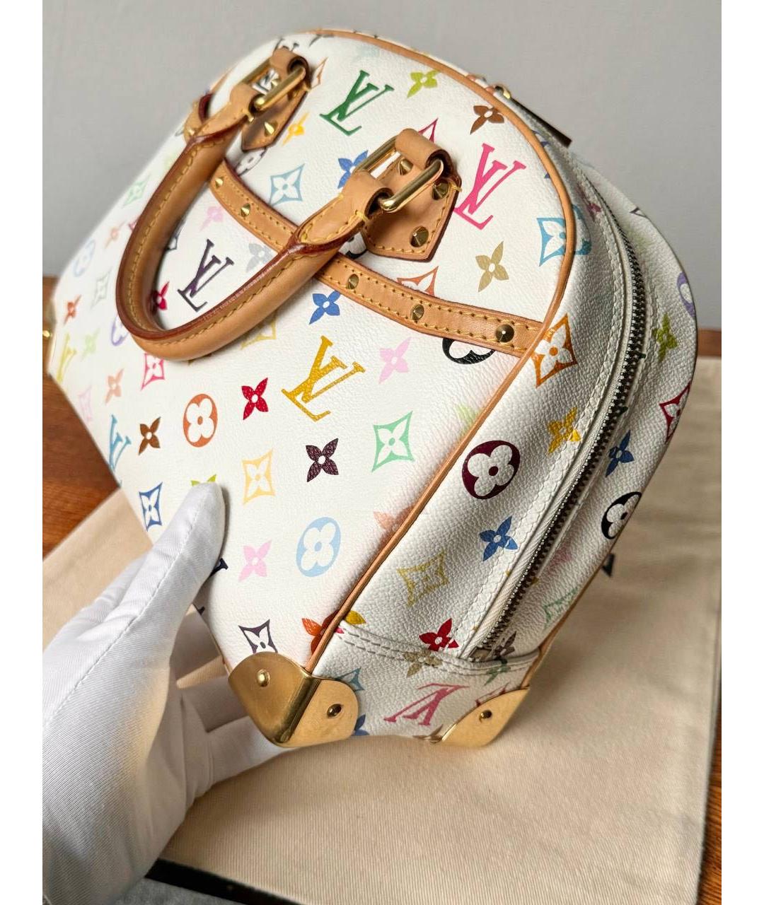 LOUIS VUITTON Белая кожаная сумка с короткими ручками, фото 5
