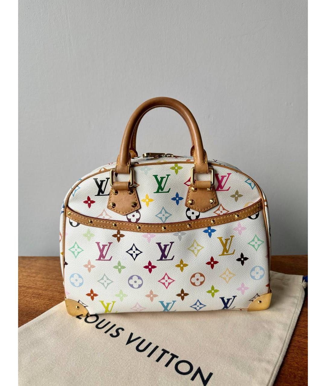 LOUIS VUITTON Белая кожаная сумка с короткими ручками, фото 7