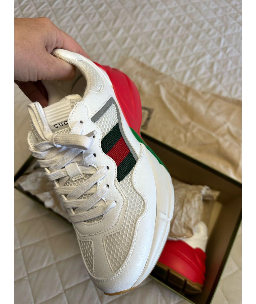 GUCCI Белые кожаные кроссовки, фото 2