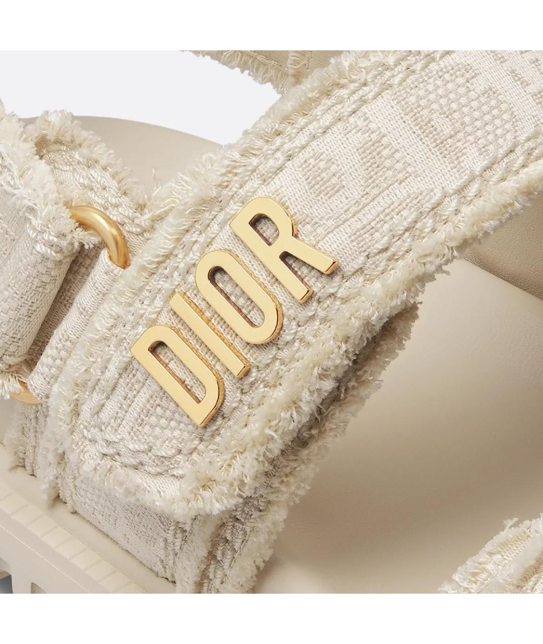 CHRISTIAN DIOR Бежевые текстильные сандалии, фото 4