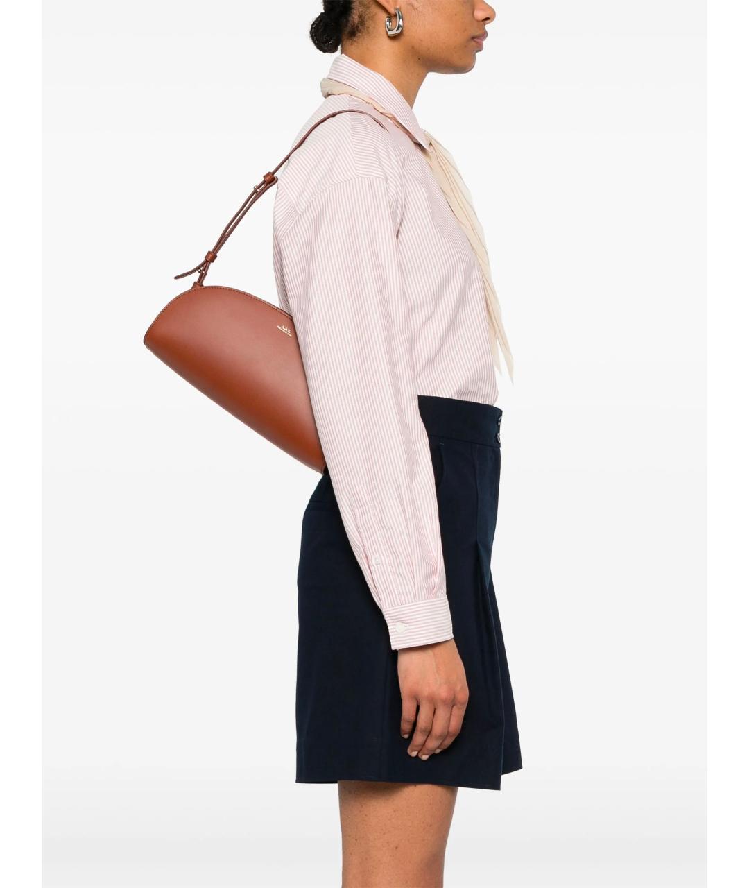 A.P.C. Коричневая кожаная сумка через плечо, фото 2