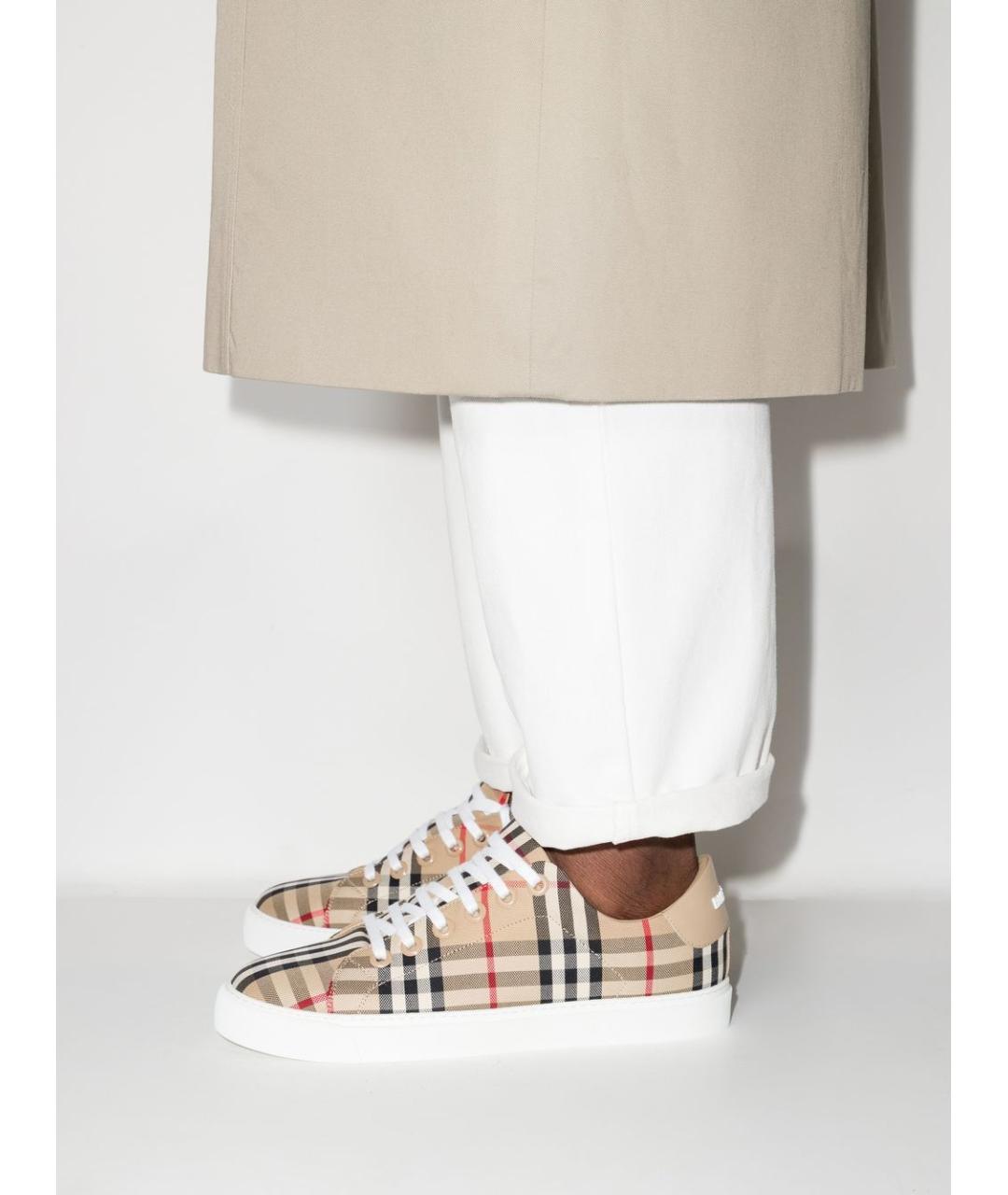 BURBERRY Бежевые текстильные кеды, фото 3
