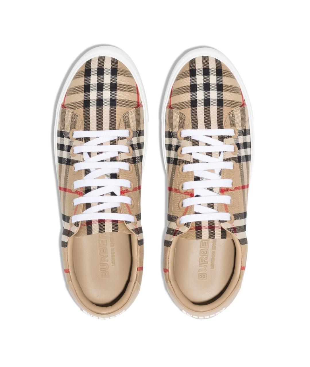 BURBERRY Бежевые текстильные кеды, фото 4