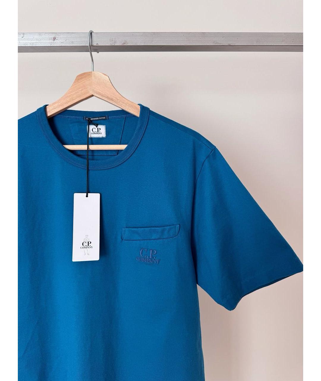 CP COMPANY Синяя хлопковая футболка, фото 2