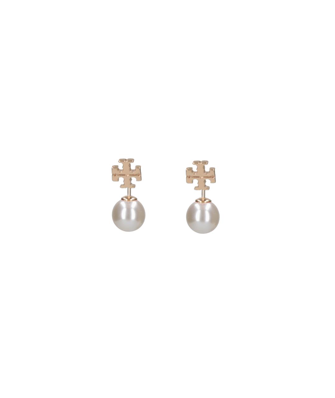 TORY BURCH Белые металлические серьги, фото 1