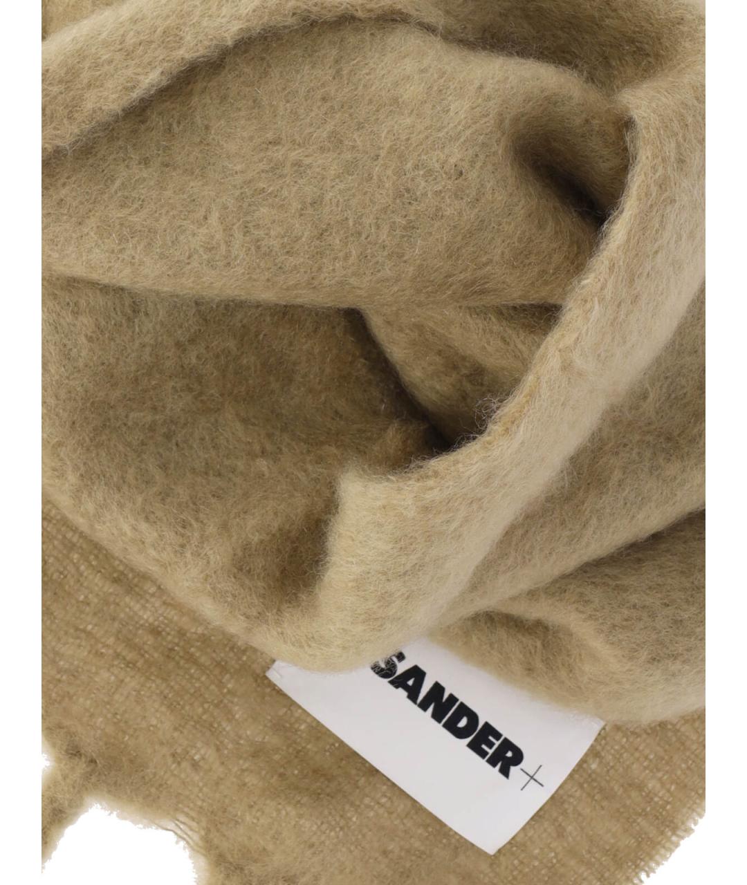 JIL SANDER Бежевый шерстяной шарф, фото 2