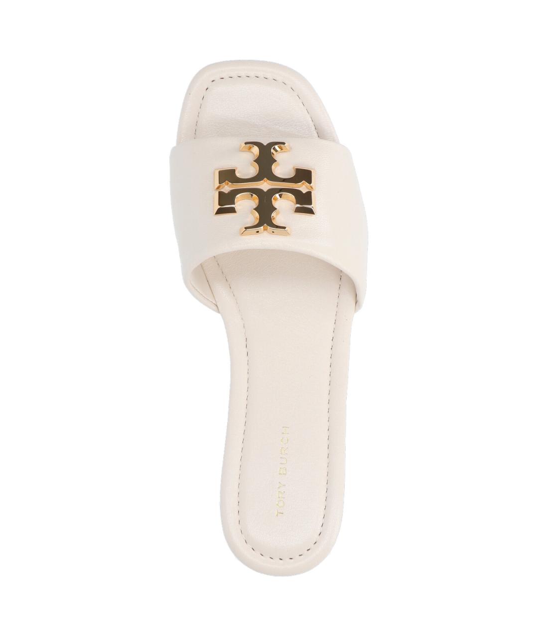 TORY BURCH Бежевые кожаные шлепанцы, фото 4