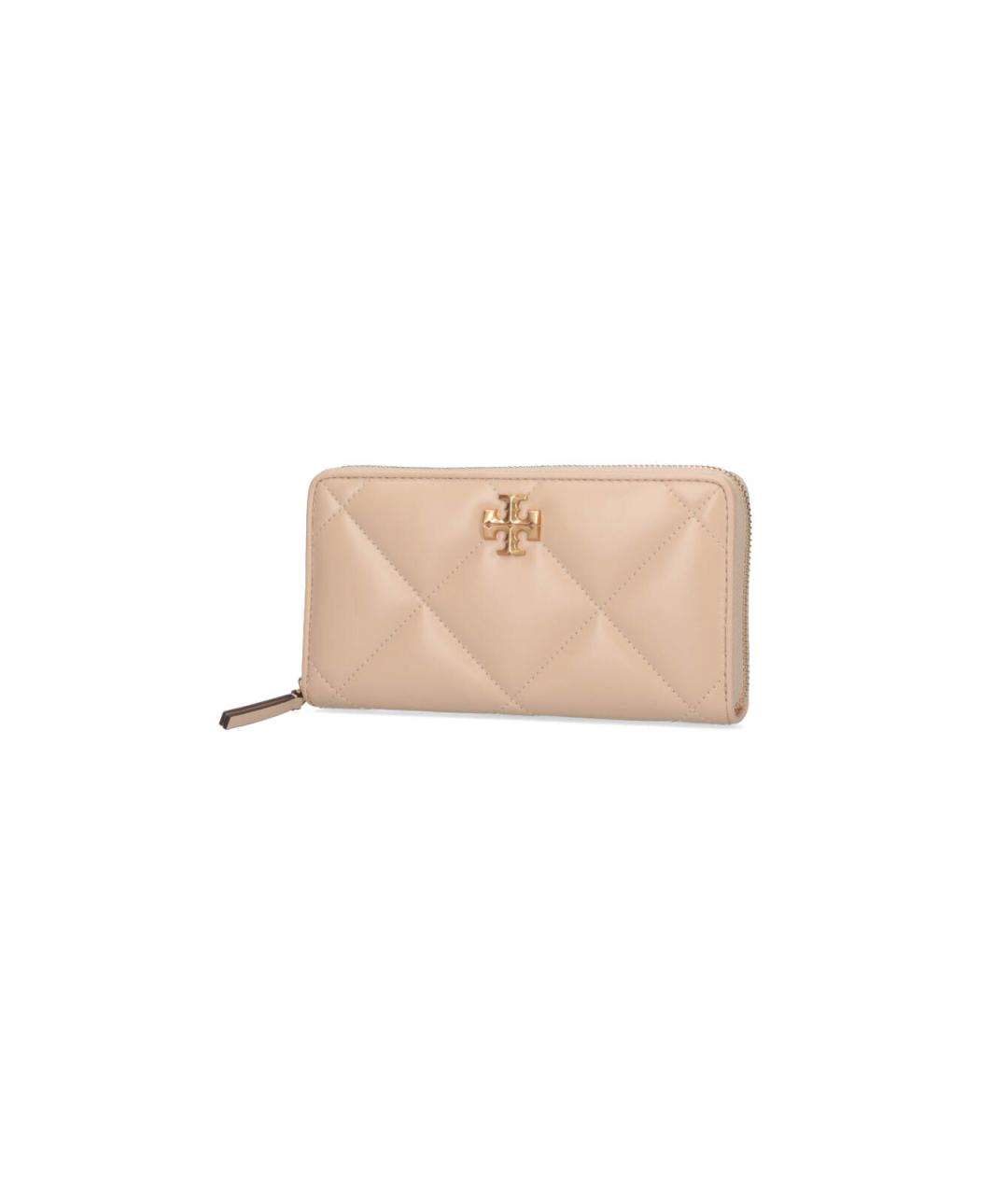 TORY BURCH Бежевый кожаный кошелек, фото 2
