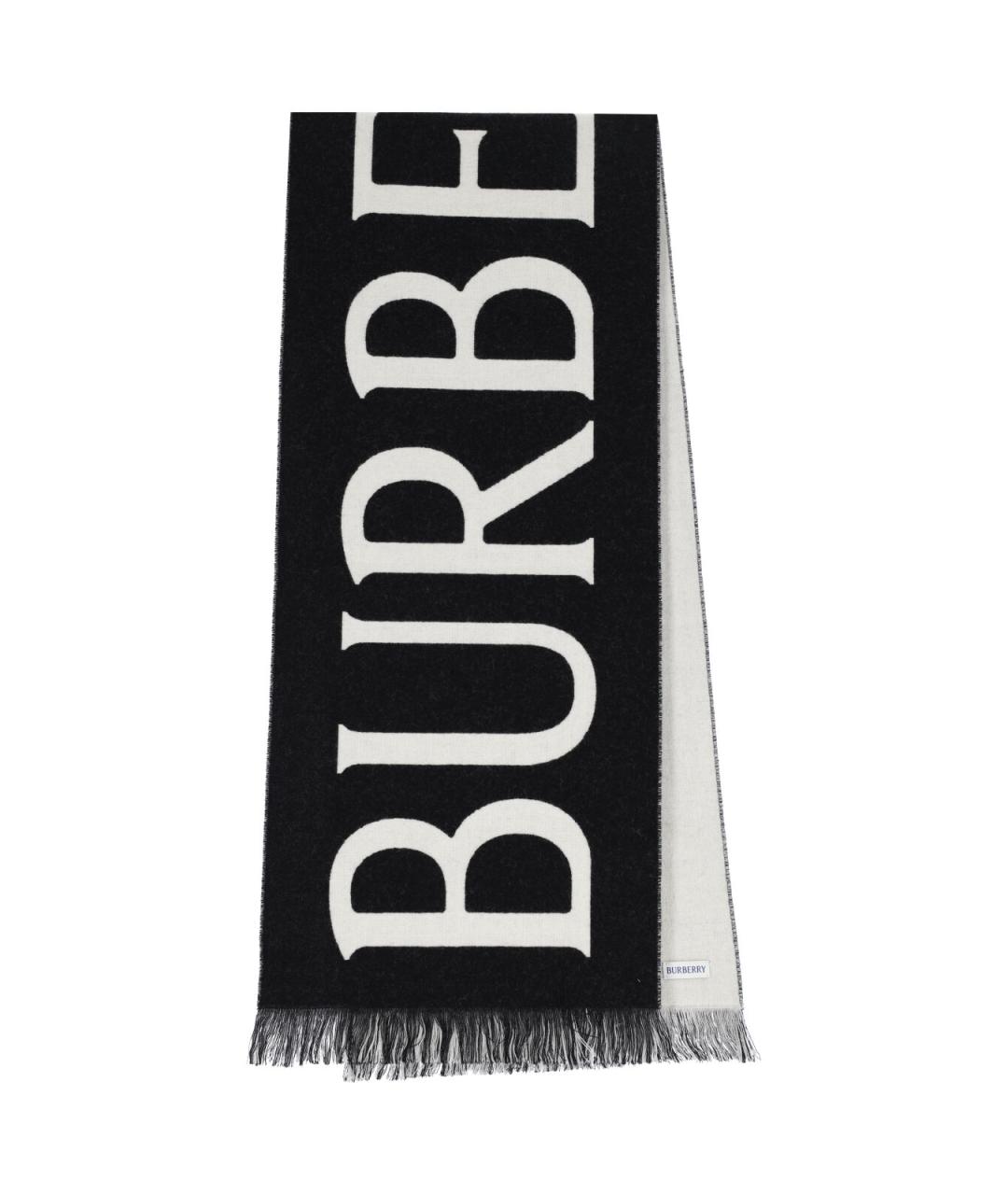 BURBERRY Черный шерстяной шарф, фото 1