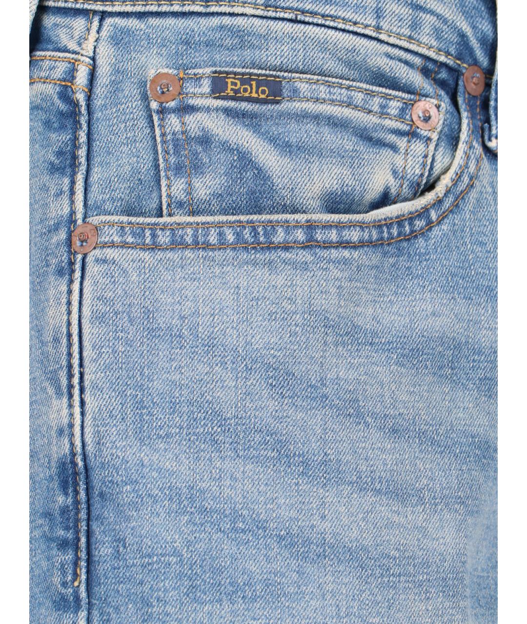 POLO RALPH LAUREN Голубые хлопковые прямые джинсы, фото 4