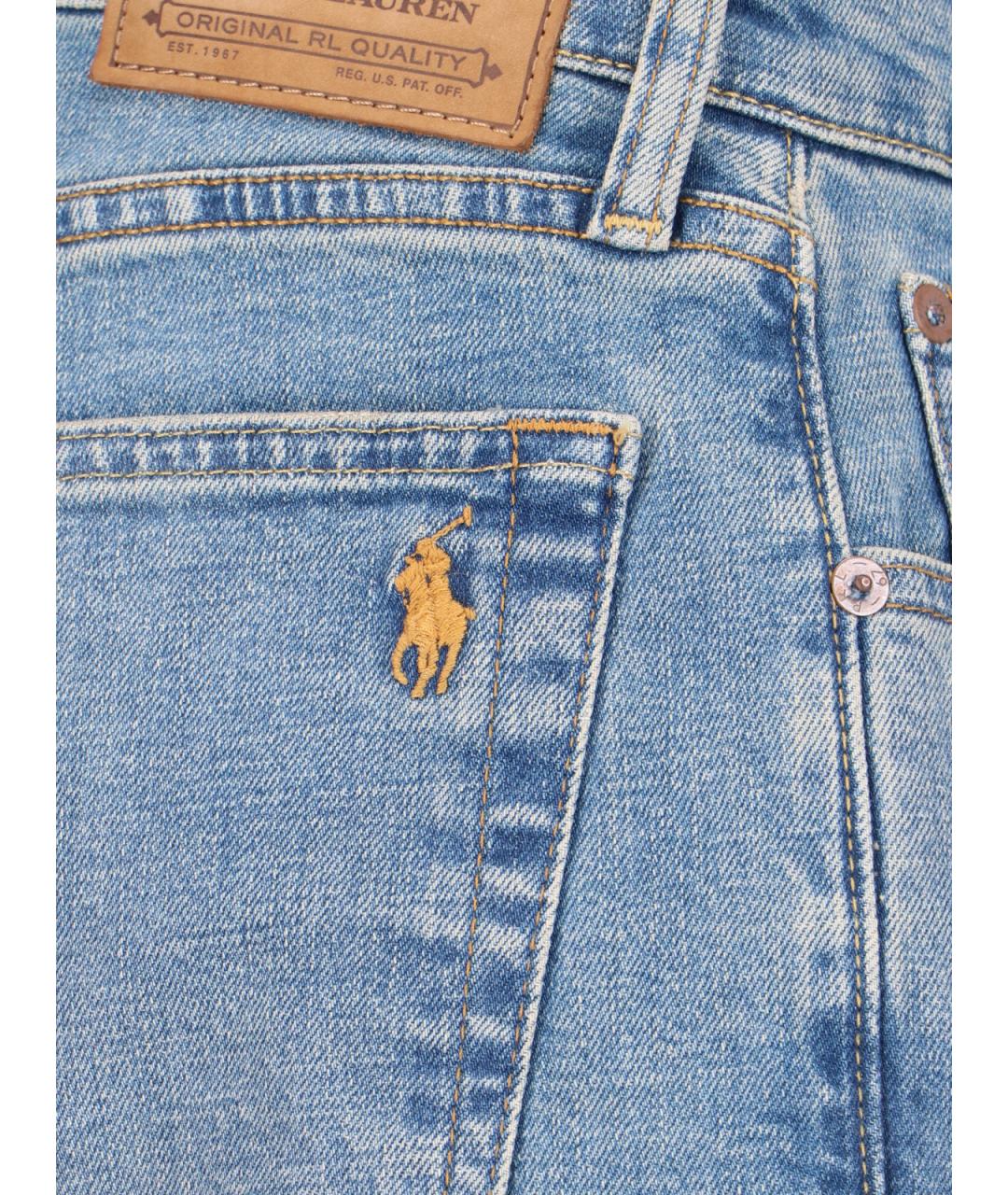POLO RALPH LAUREN Голубые хлопковые прямые джинсы, фото 5
