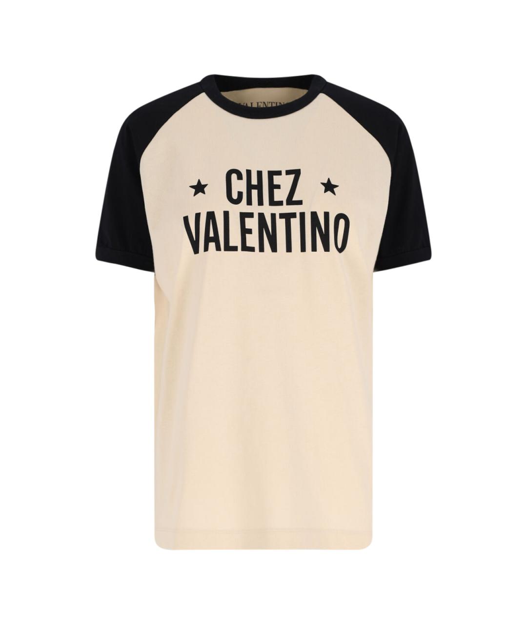 VALENTINO Бежевая хлопковая футболка, фото 1
