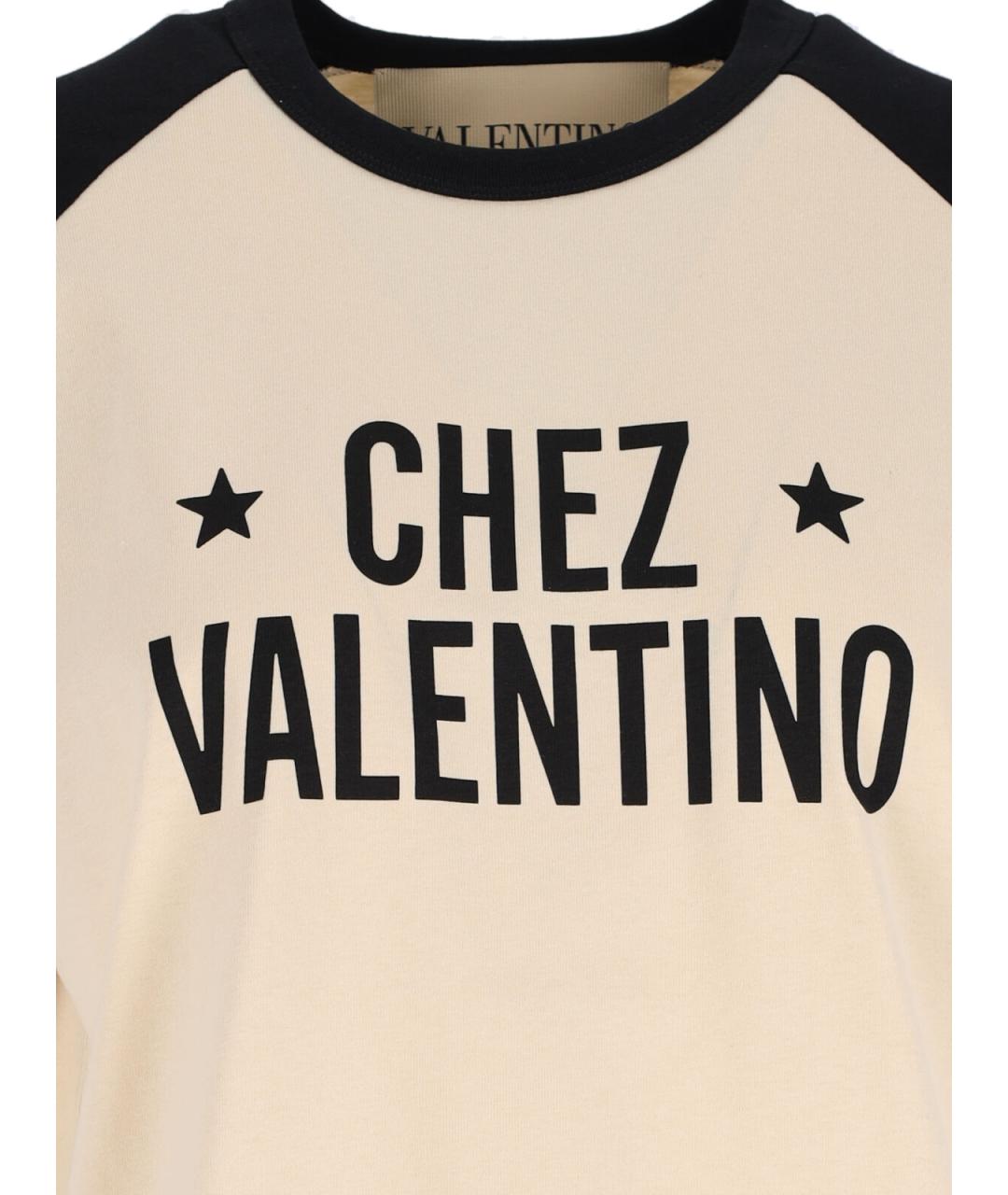 VALENTINO Бежевая хлопковая футболка, фото 3