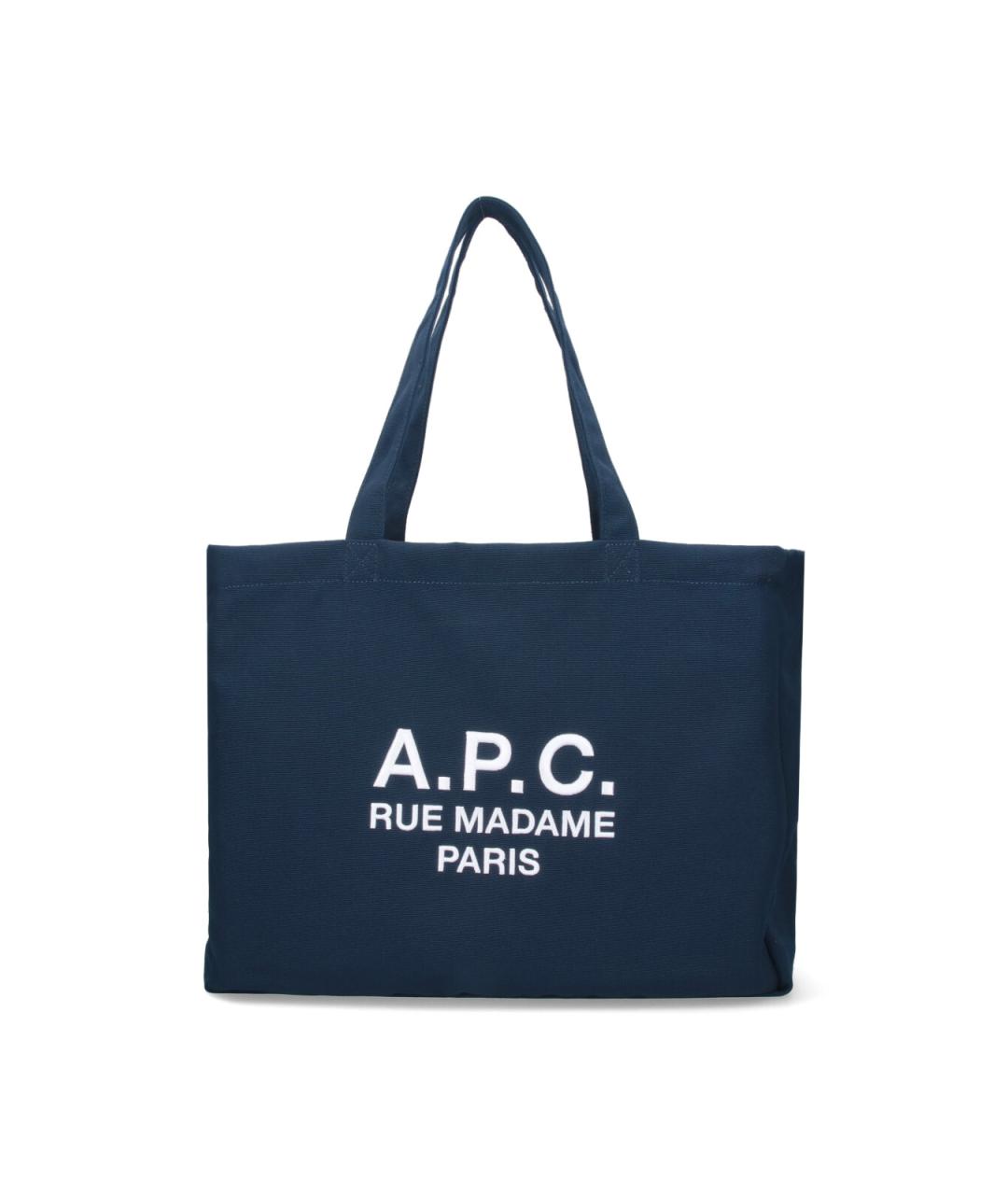 A.P.C. Темно-синяя синтетическая сумка тоут, фото 1