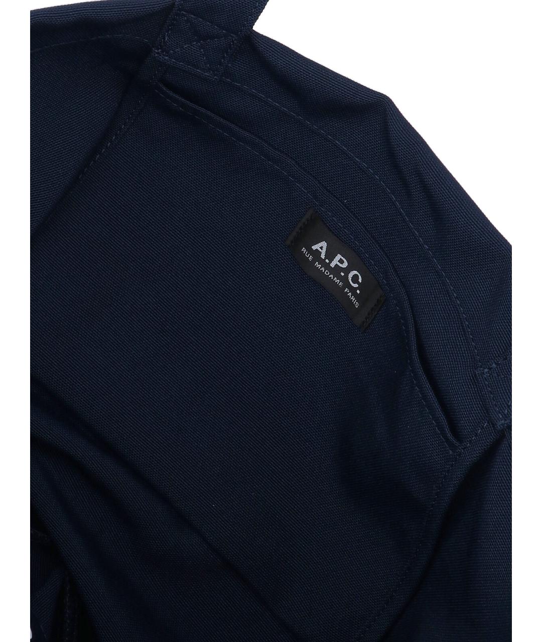 A.P.C. Темно-синяя синтетическая сумка тоут, фото 4